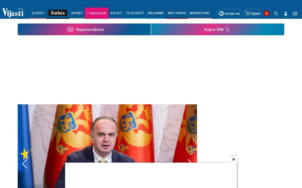 Vijesti homepage screenshot