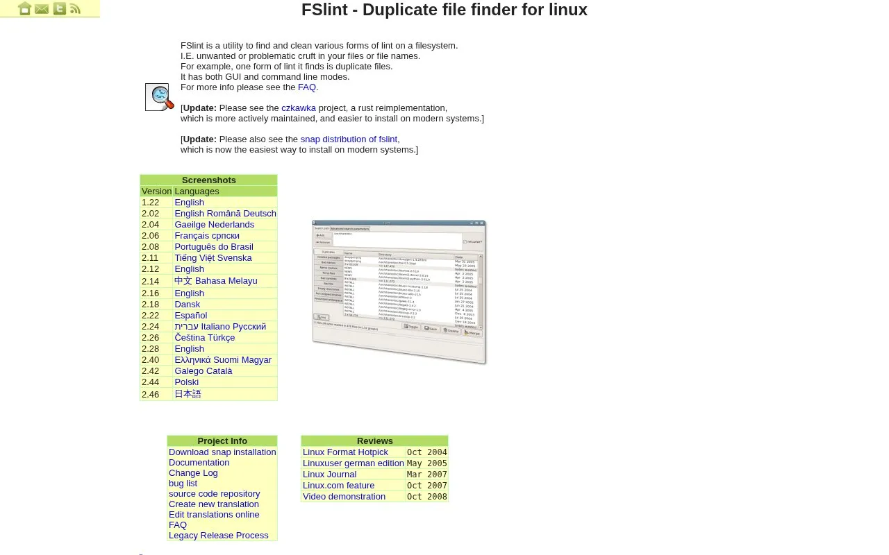 FSLint homepage screenshot