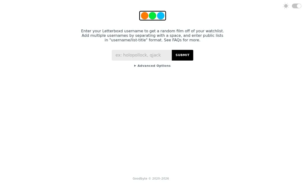 Watchlist Picker homepage screenshot