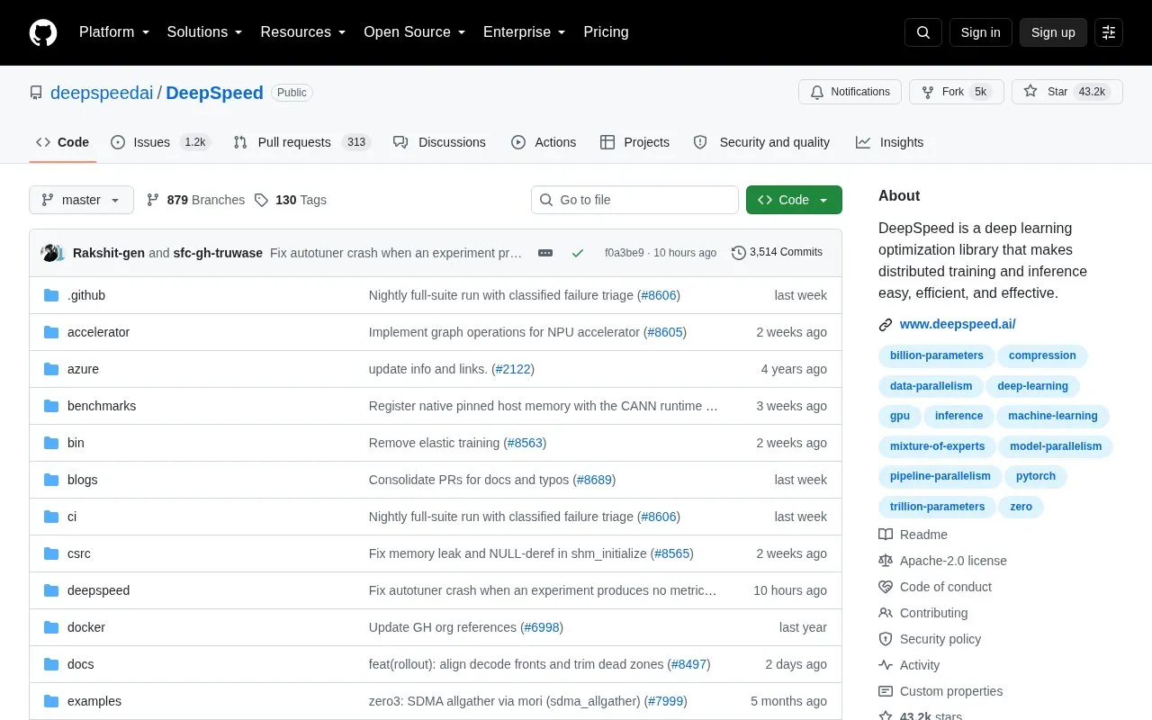 DeepSpeed homepage screenshot