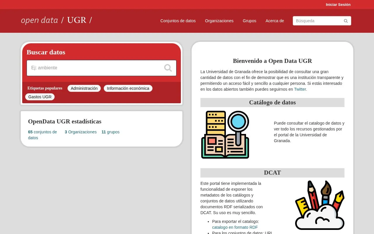 Bienvenido a OpenData UGR homepage screenshot