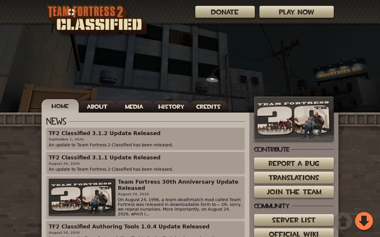 TF2 Classified homepage screenshot