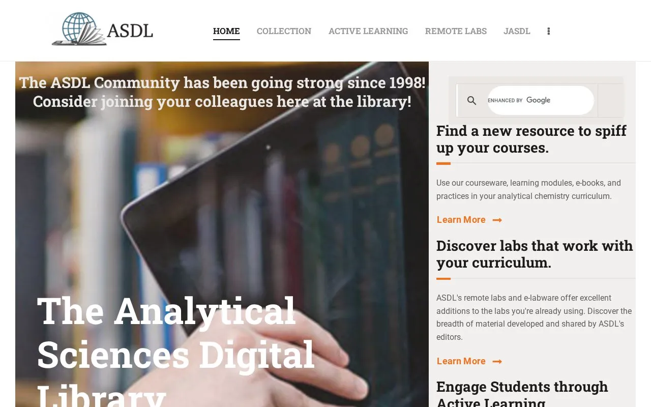 Analytical Sciences Digital Library homepage screenshot
