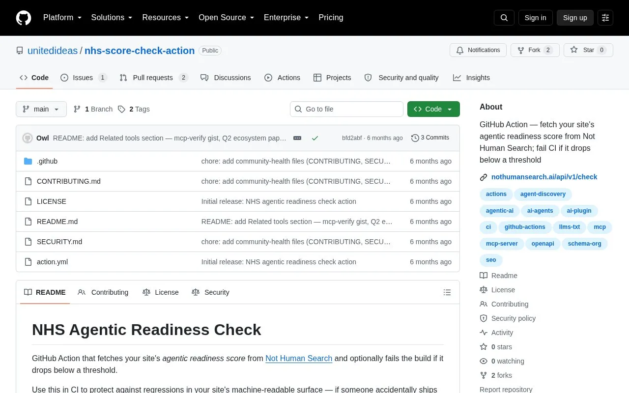 nhs-score-check-action homepage screenshot