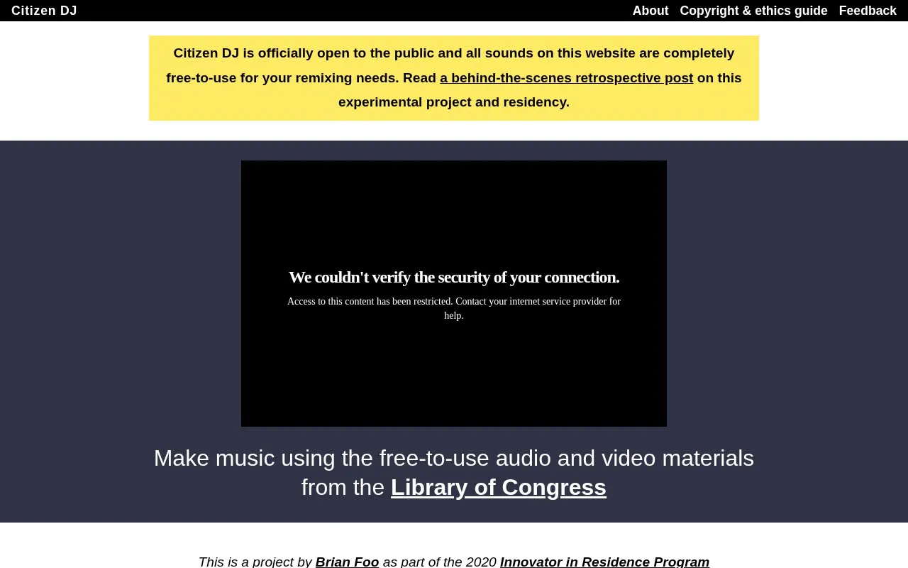 Citizen DJ homepage screenshot
