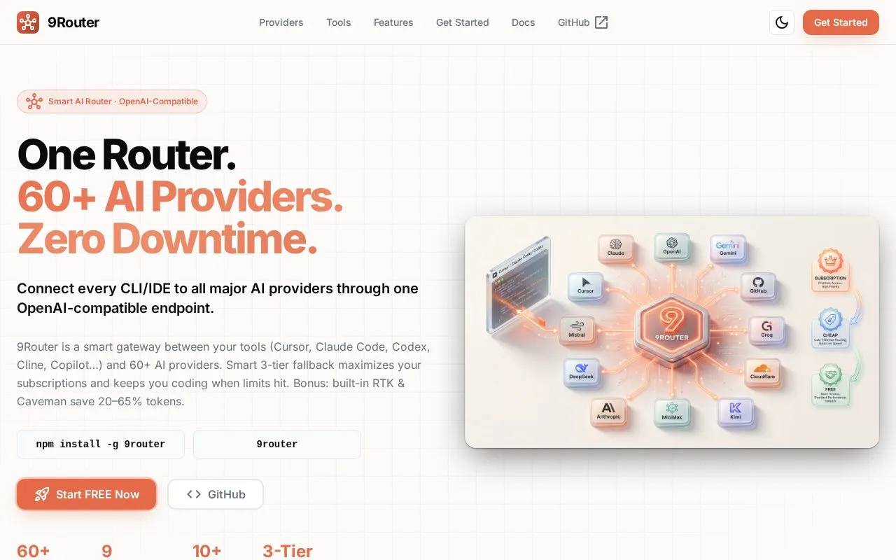 9Router homepage screenshot