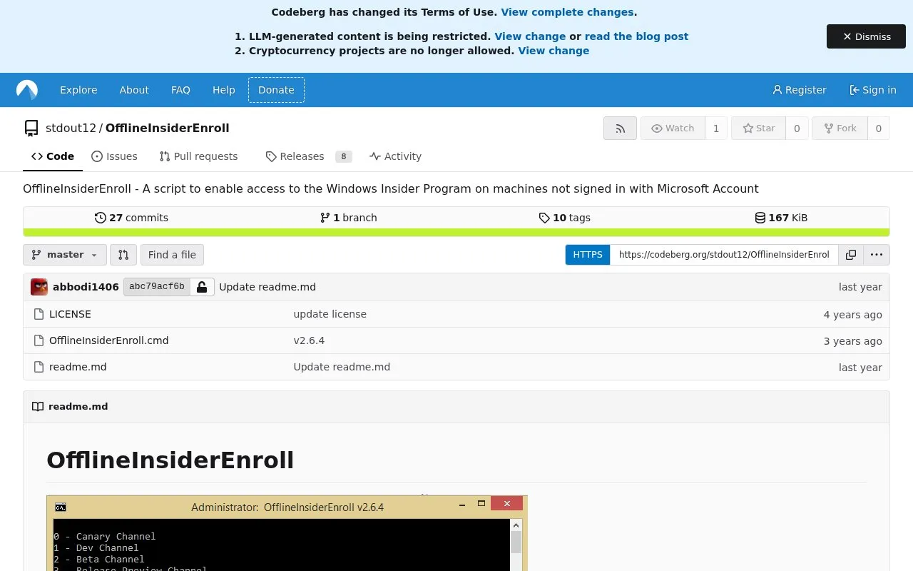 Offlineinsiderenroll homepage screenshot