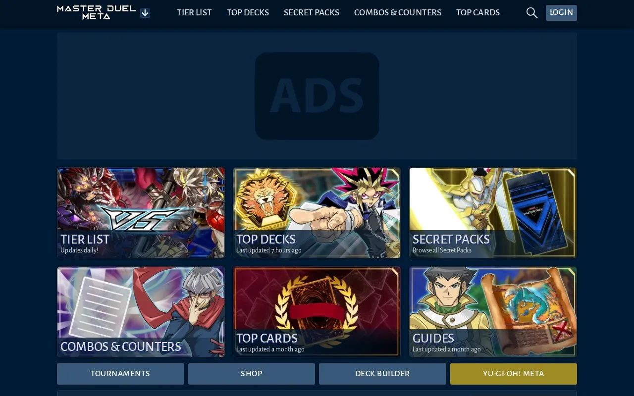Master Duel Meta homepage screenshot
