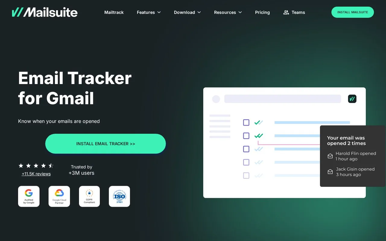 Mailsuite homepage screenshot