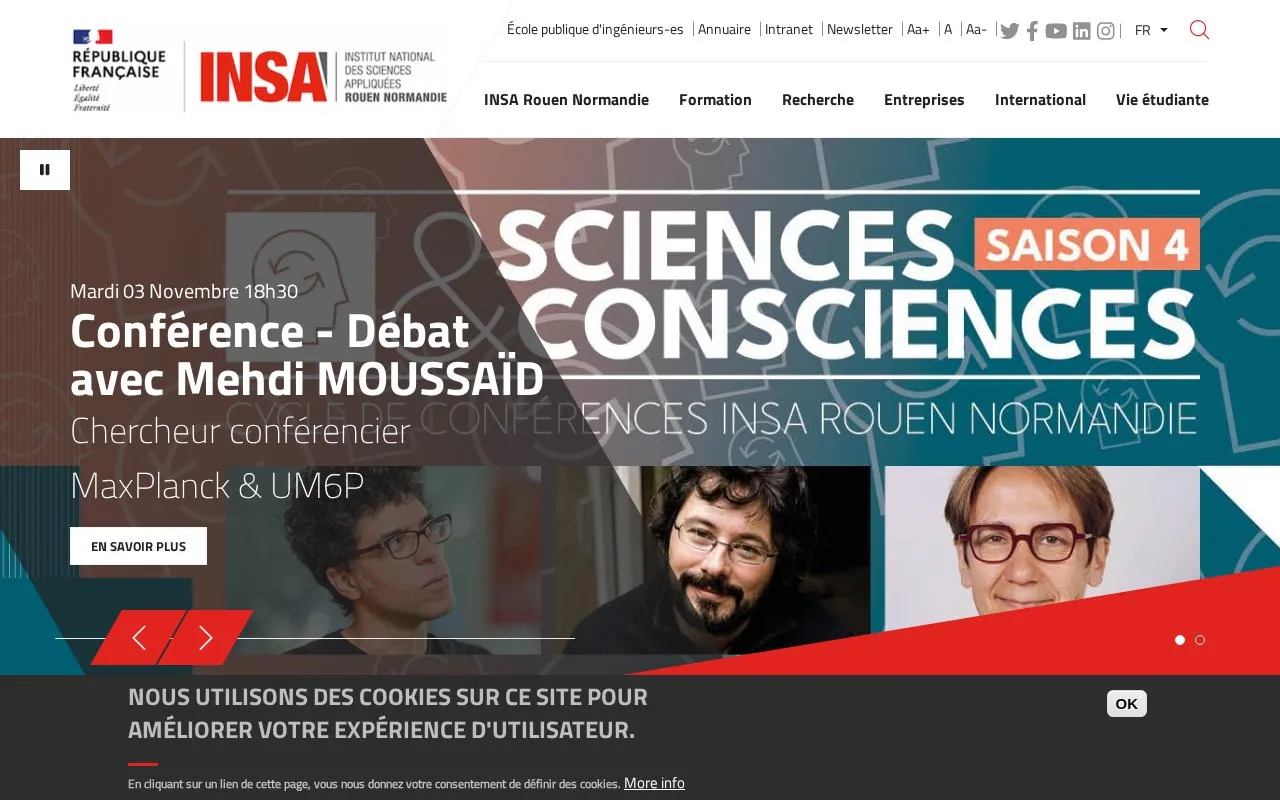 Institut National des Sciences Appliquees de Rouen homepage screenshot