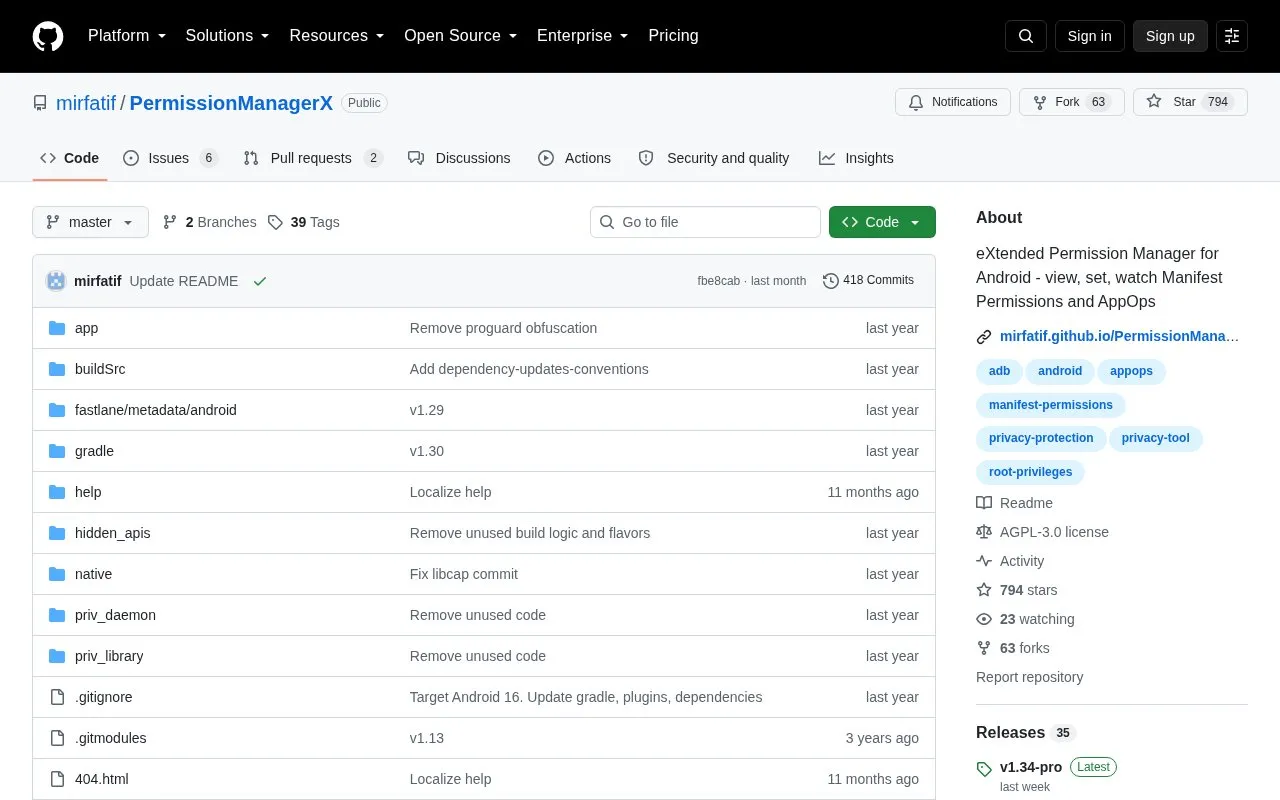 PermissionManagerX homepage screenshot