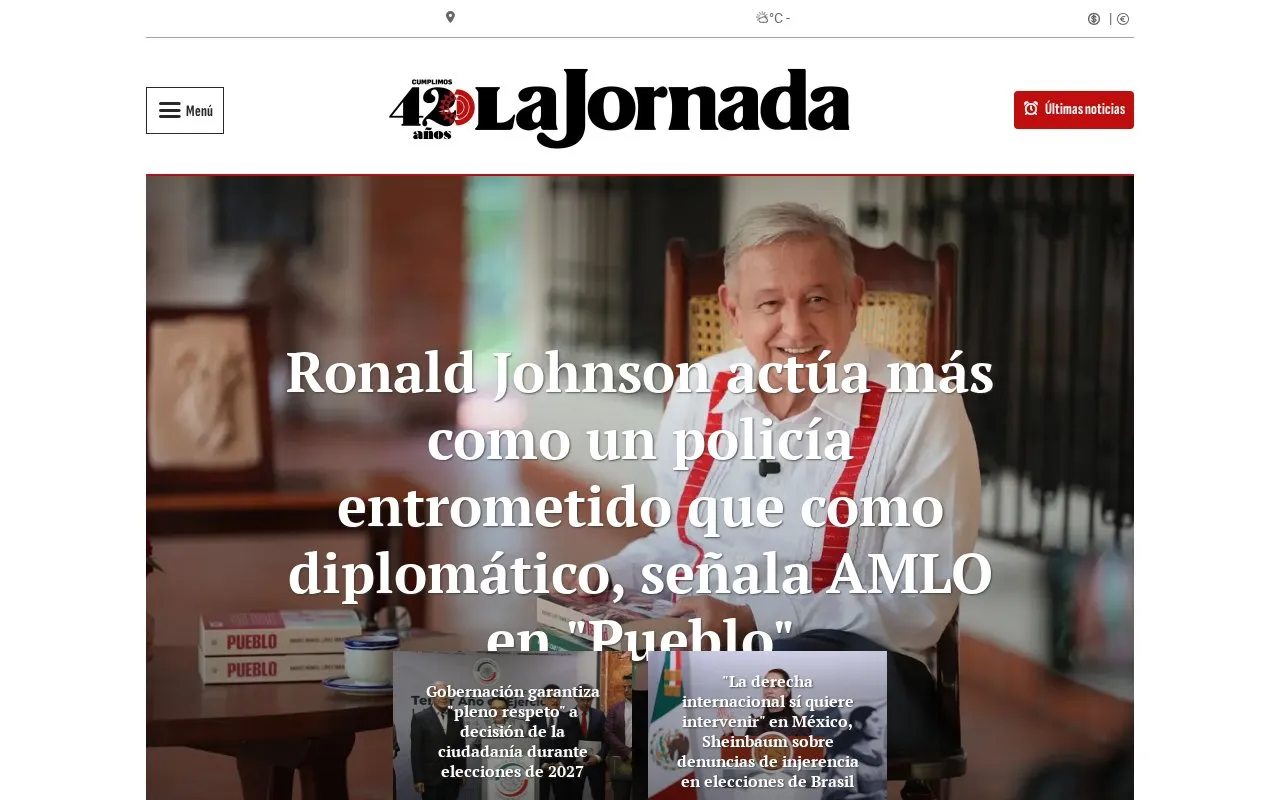 La Jornada homepage screenshot
