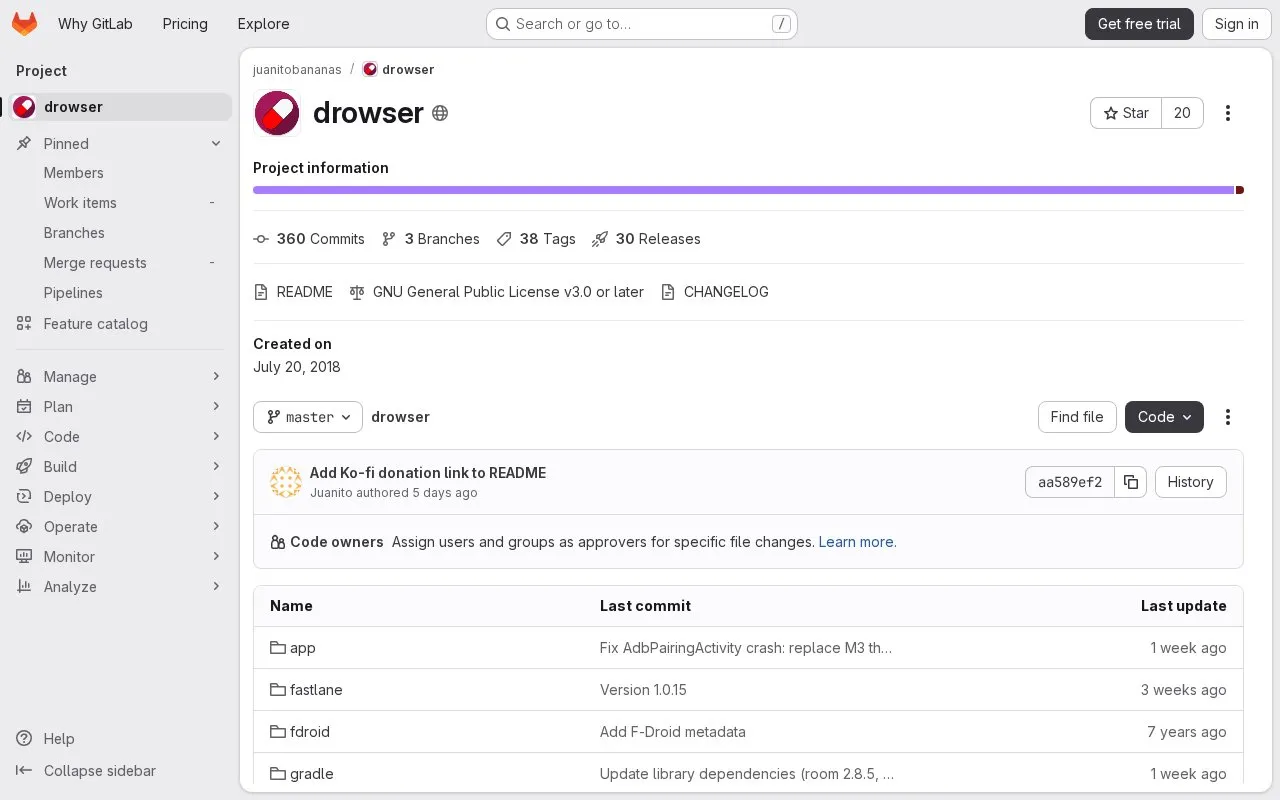 Drowser homepage screenshot