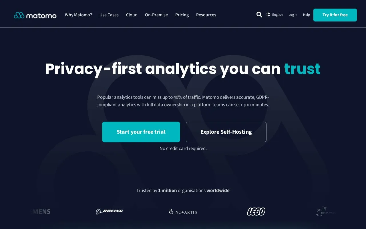Matomo homepage screenshot