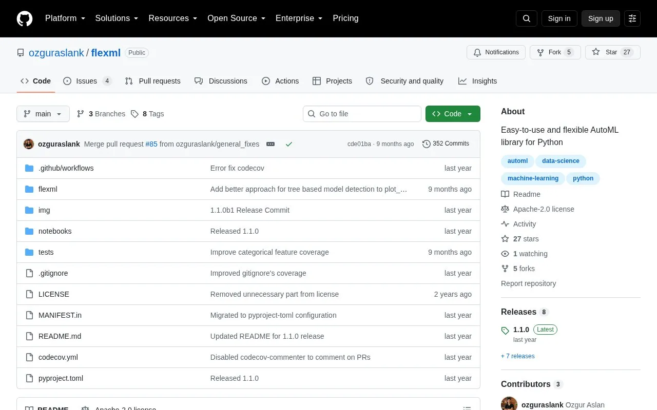 FlexML homepage screenshot