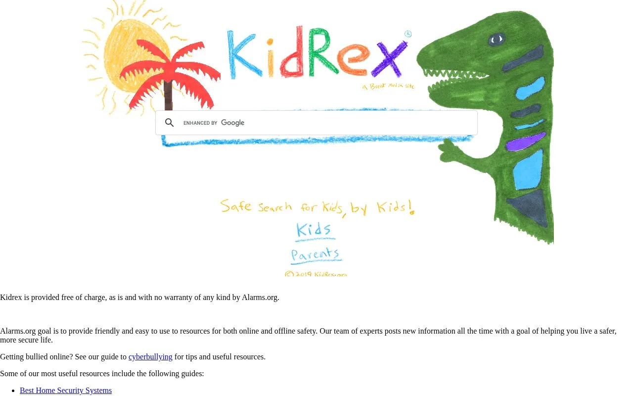 KidRex homepage screenshot
