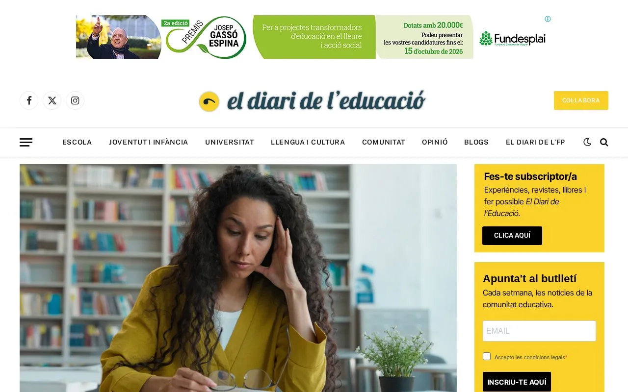 Diari de l'Educació homepage screenshot