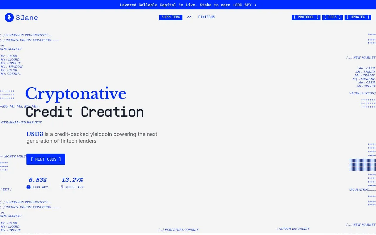 3Jane Lending homepage screenshot
