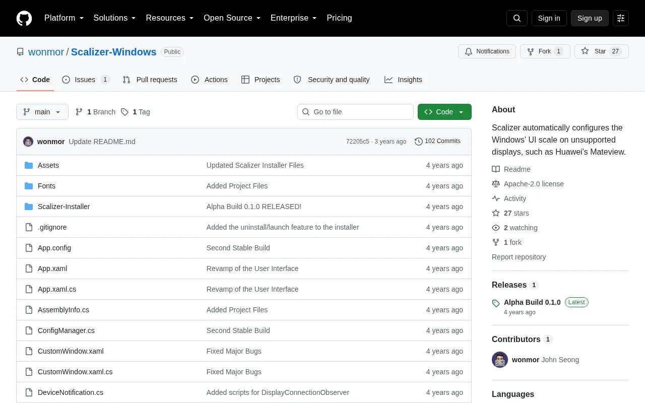 Scalizer homepage screenshot