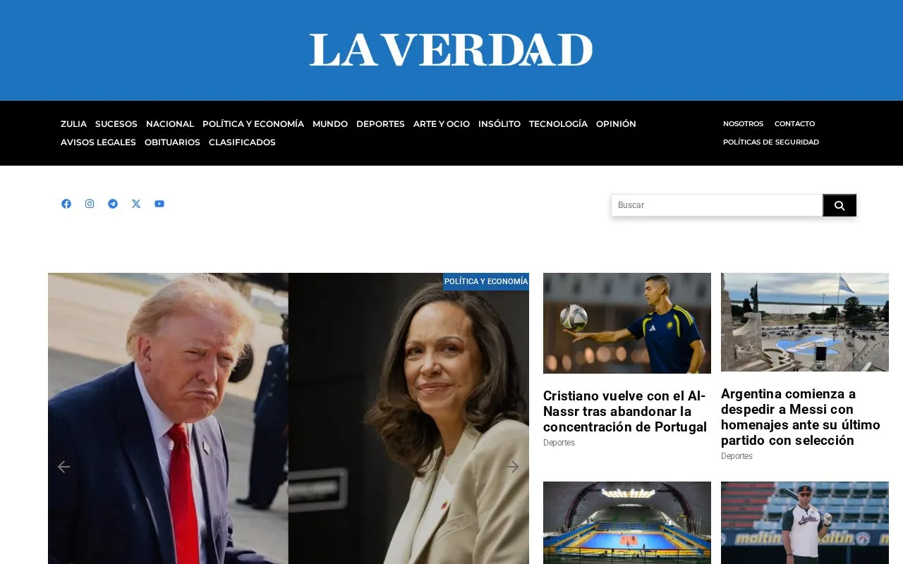 La Verdad homepage screenshot