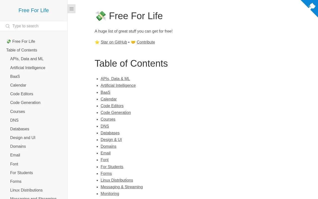 Free For Life homepage screenshot