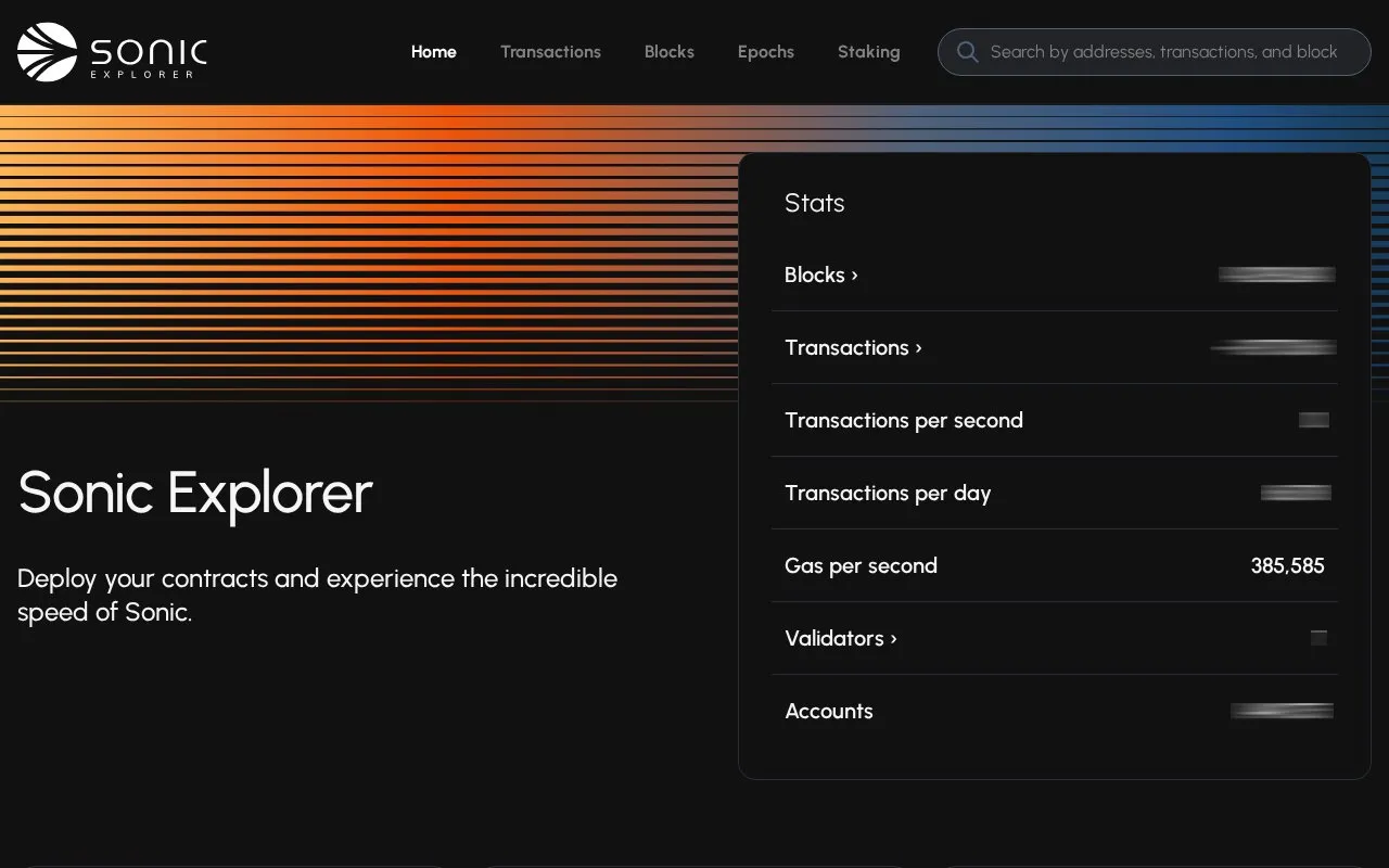 Sonic Mainnet — sonic homepage screenshot