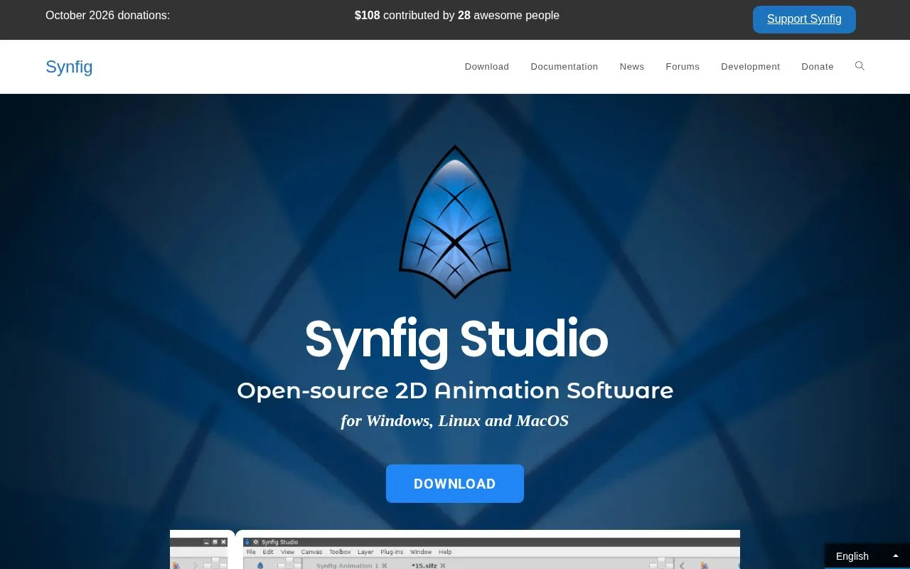 Synfig homepage screenshot