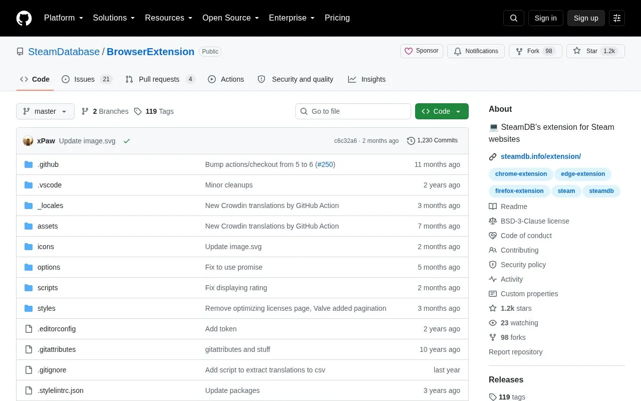 BrowserExtension homepage screenshot