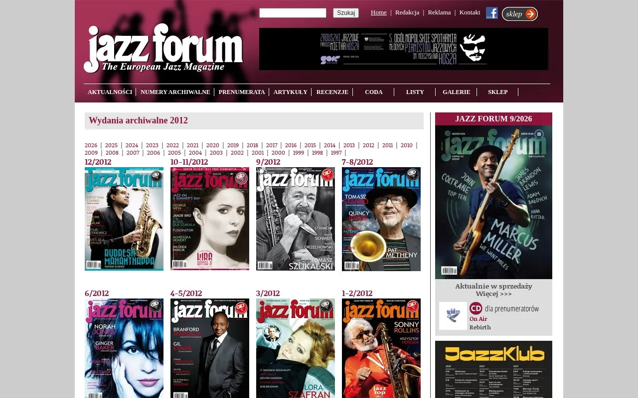 Jazz Forum homepage screenshot
