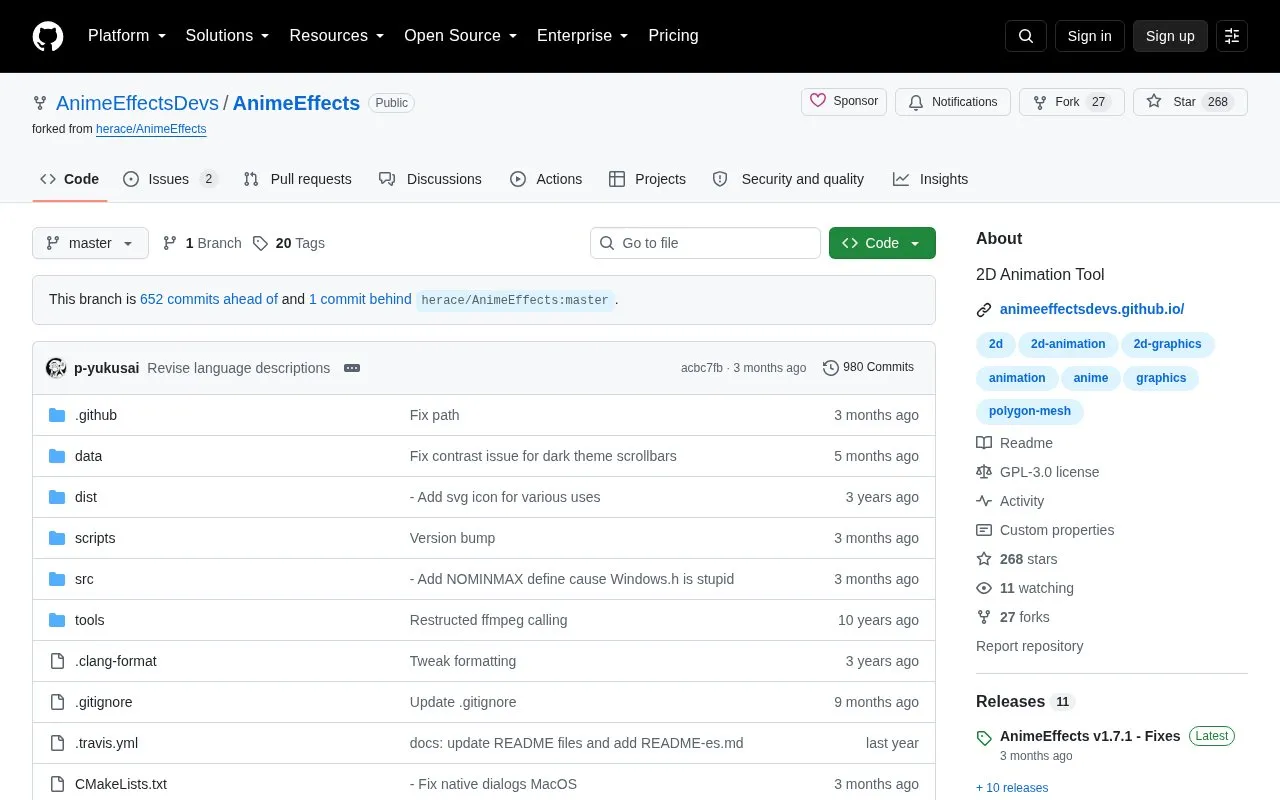AnimeEffects homepage screenshot
