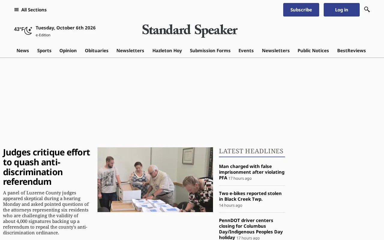 Standard-Speaker homepage screenshot