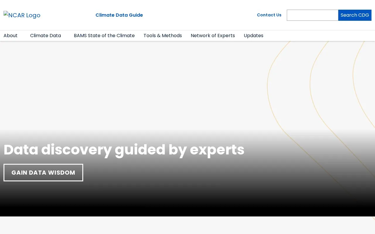 NCAR UCAR Climate Data Guide homepage screenshot