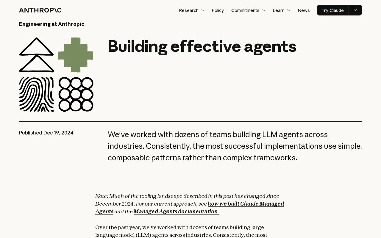 Building effective agents by Anthropic homepage screenshot