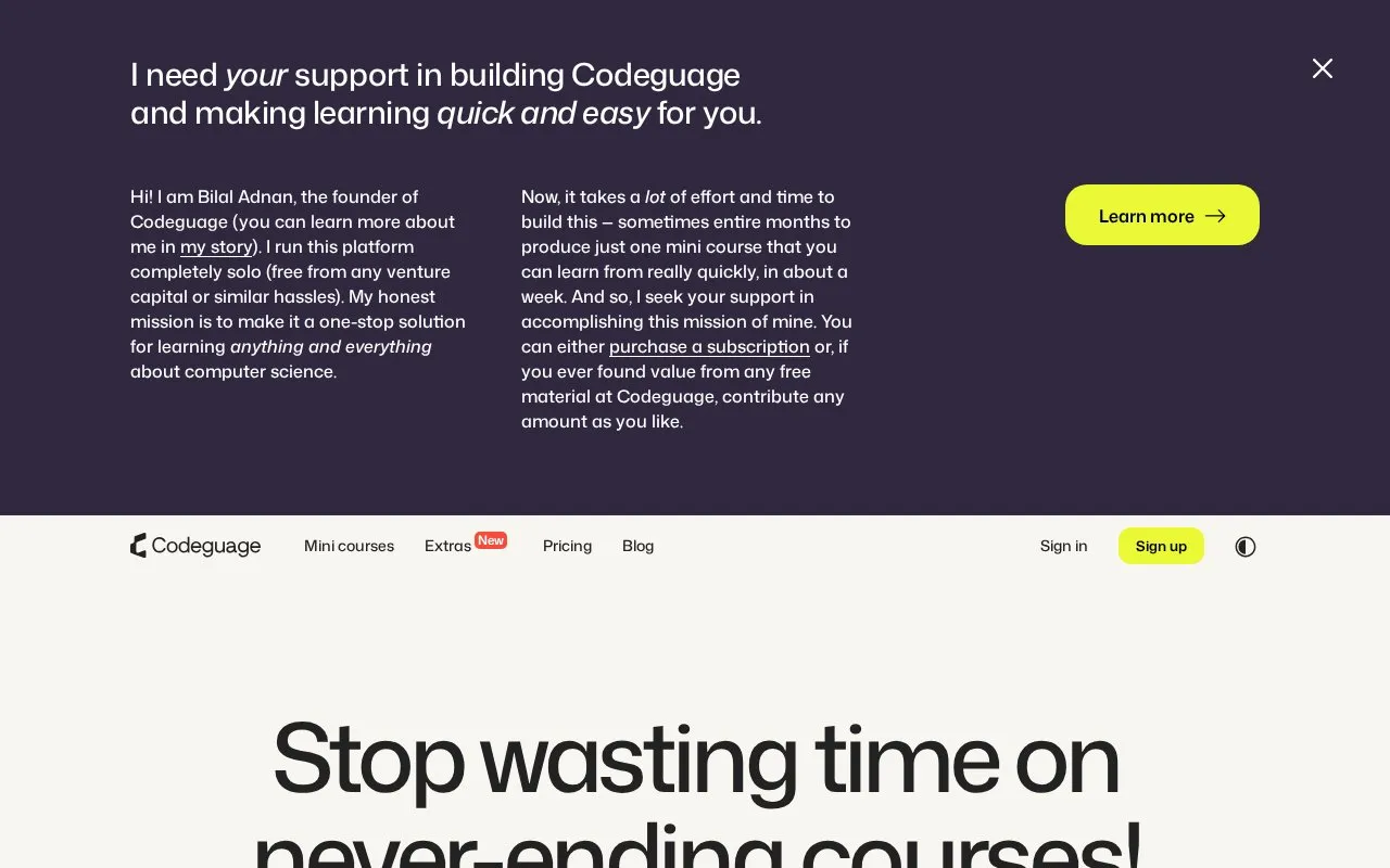 Codeguage homepage screenshot