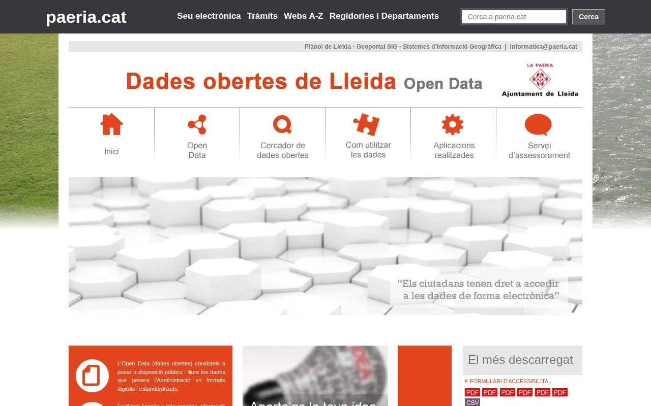 Lleida Open Data Portal homepage screenshot