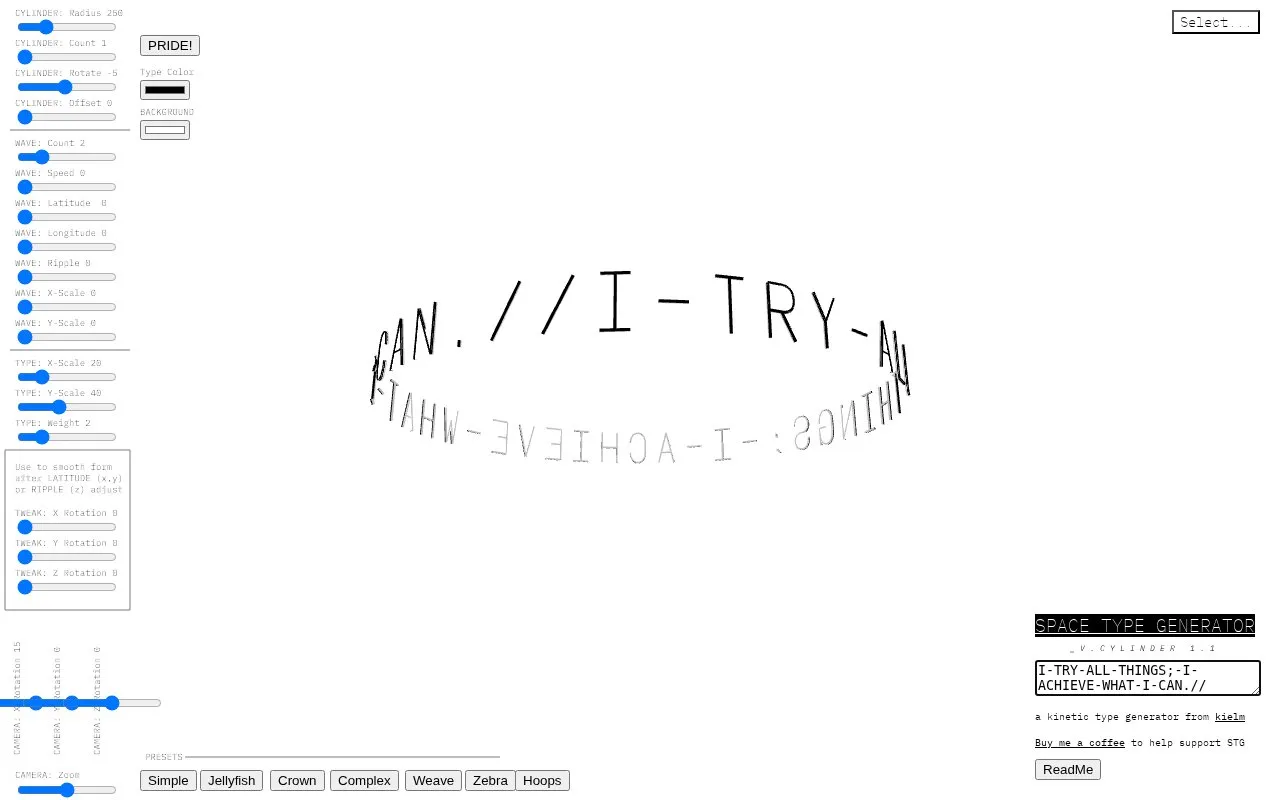 Space Type Generator homepage screenshot