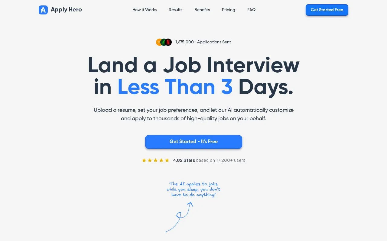 Apply Hero AI homepage screenshot