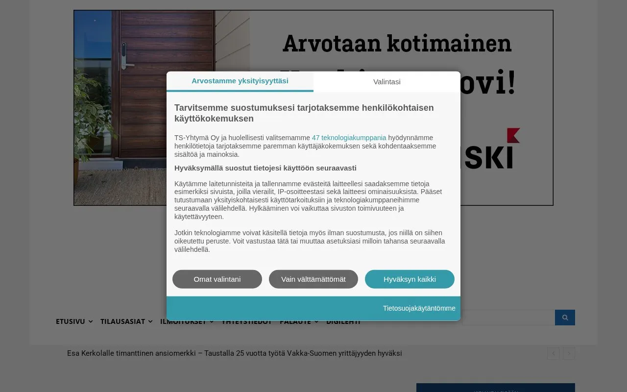 Uudenkaupungin Sanomat homepage screenshot