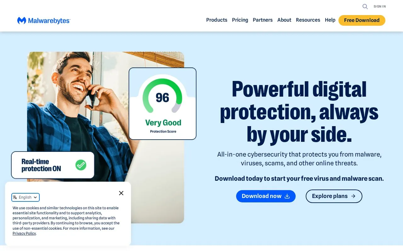 Malwarebytes homepage screenshot
