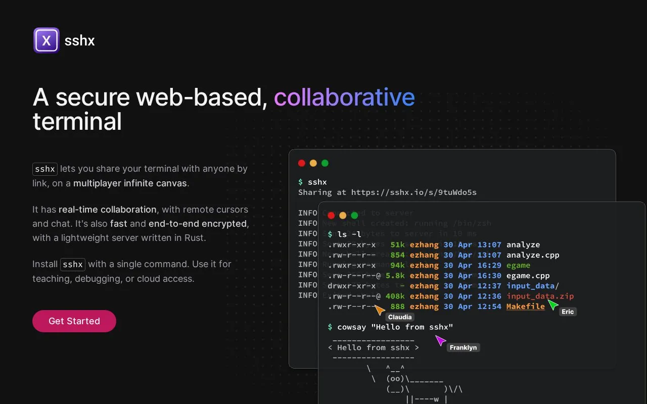 sshx homepage screenshot
