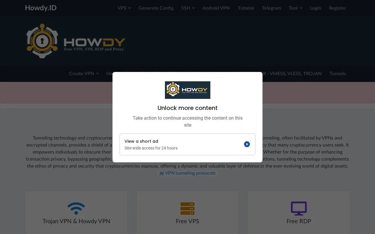 Howdy homepage screenshot