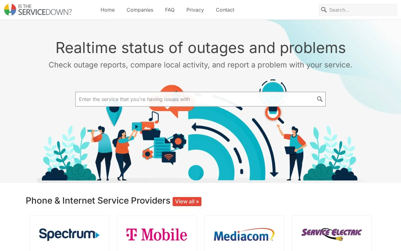 Is The Service Down? homepage screenshot