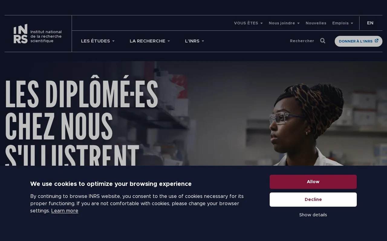 Institut National de la Recherche Scientifique homepage screenshot