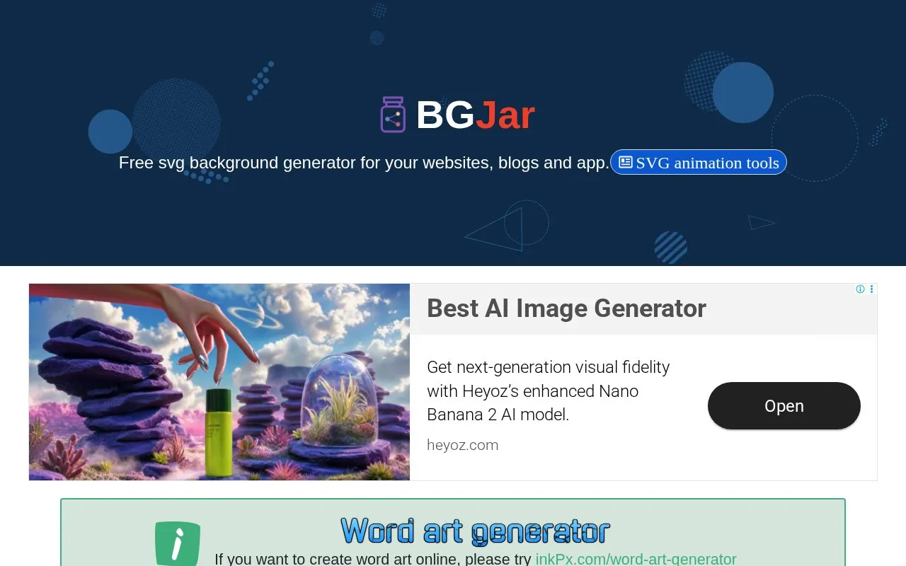 BGJar homepage screenshot