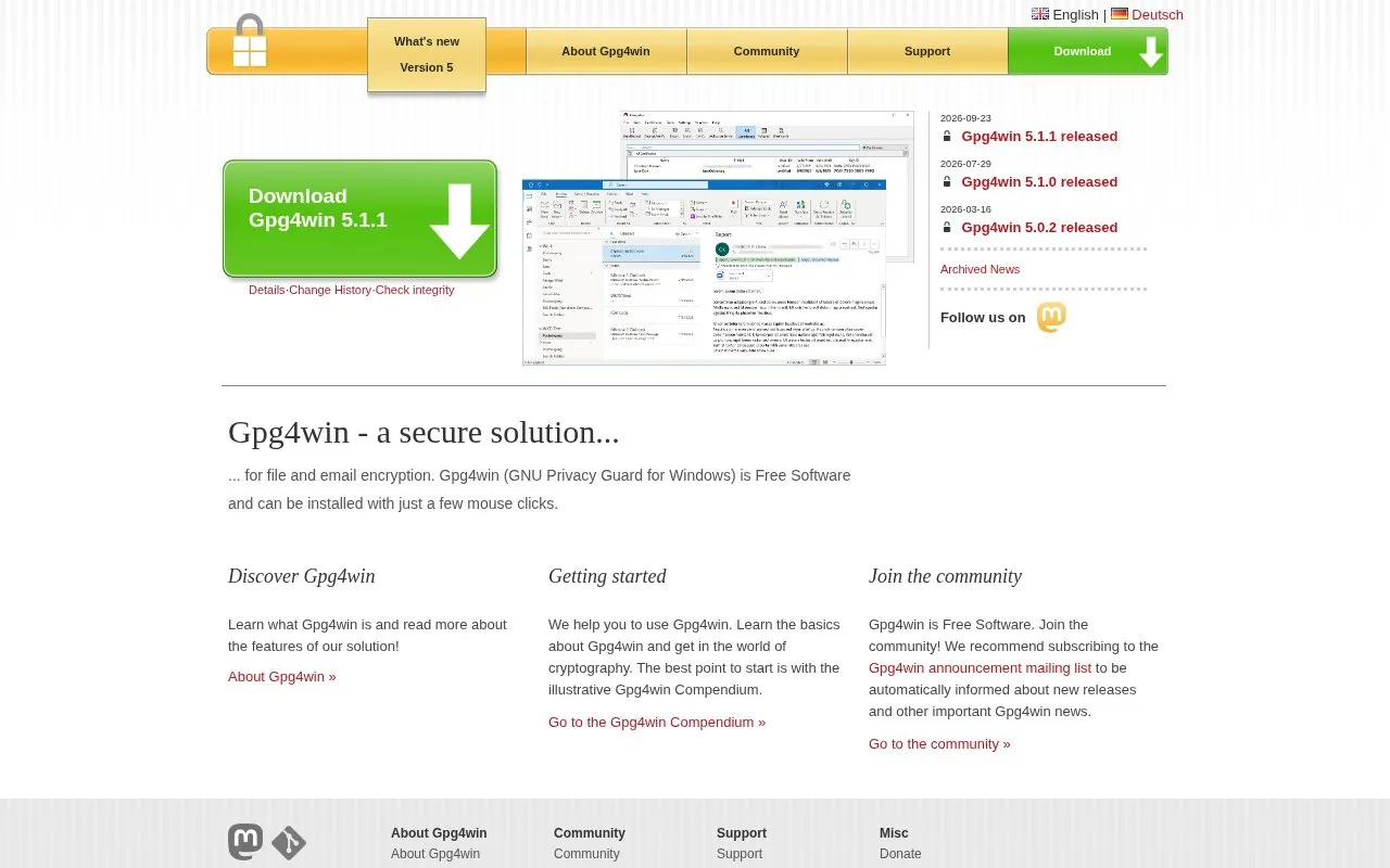 Installer homepage screenshot