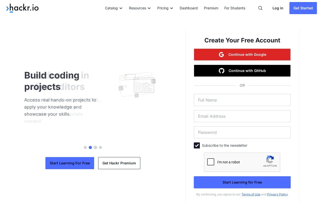 Hackr.io homepage screenshot