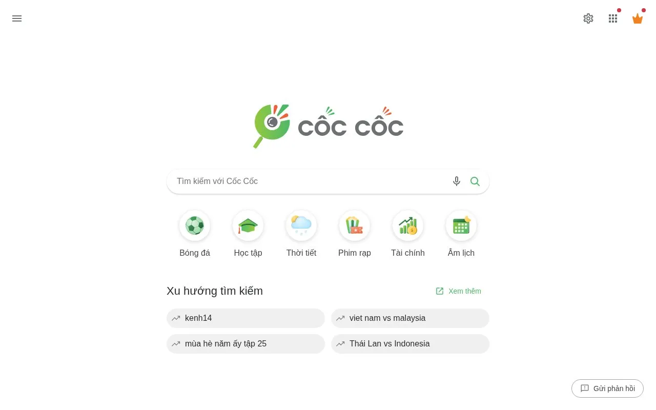 Coc Coc Search homepage screenshot