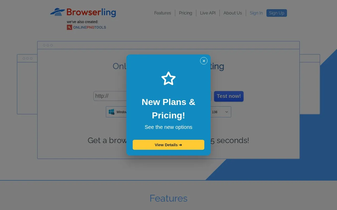 Browserling homepage screenshot