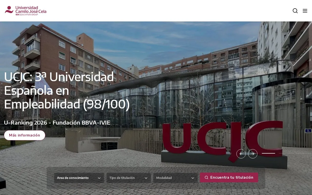 Universidad Camilo Jose Cela homepage screenshot