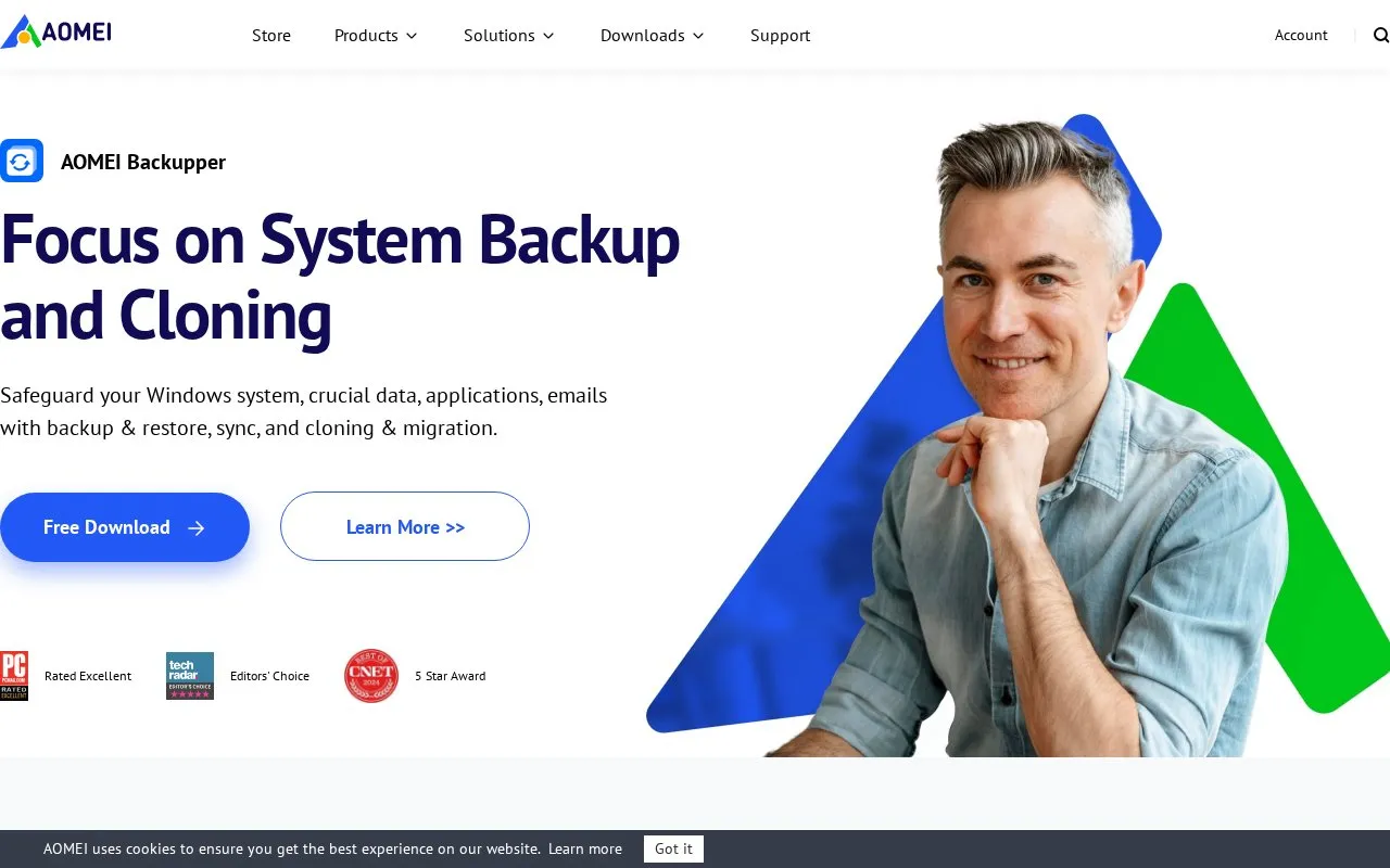 AOMEI Backupper homepage screenshot